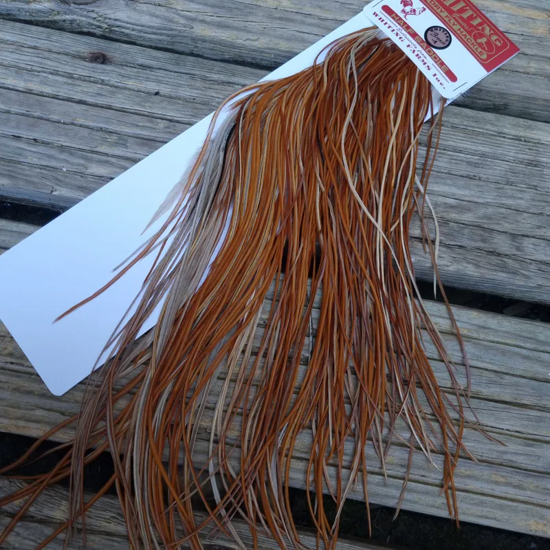 Whiting 1/2 BRONZE Grade Dry Fly Rooster Saddle in Medium Ginger-1